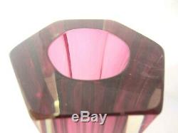 XXL 30cm Vintage Murano mandruzzato pink hexagon sommerso block vase 2.7KG