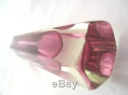 XXL 30cm Vintage Murano mandruzzato pink hexagon sommerso block vase 2.7KG