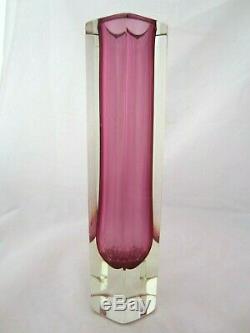 XXL 30cm Vintage Murano mandruzzato pink hexagon sommerso block vase 2.7KG