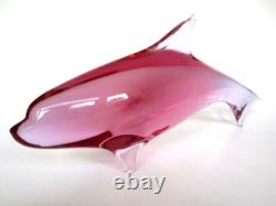 XXL Art Glass Fish/Dolphin Sculpture signed M Janku Zelezný Brod 60s Mid-century