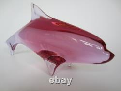XXL Art Glass Fish/Dolphin Sculpture signed M Janku Zelezný Brod 60s Mid-century