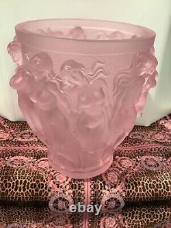 XXL Lalique Style Crystal Pink Vase Nake! D Nudes H10heavy Art Glass10lb Unique