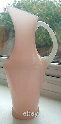 XXL Tall Pink Peach Opaline Alabaster Art Deco Glass Jug Vase Steuben Portieux