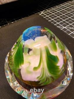 Youghiogheny Triggs 2006 Signed Art Glass Floral Paperweight Faceted 31 Oz