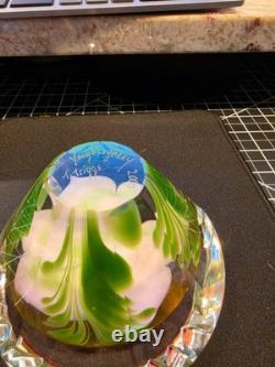 Youghiogheny Triggs 2006 Signed Art Glass Floral Paperweight Faceted 31 Oz