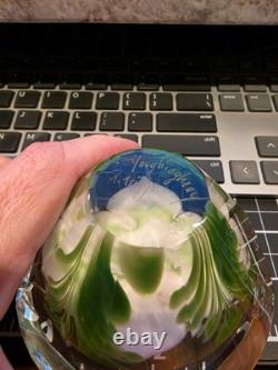 Youghiogheny Triggs 2006 Signed Art Glass Floral Paperweight Faceted 31 Oz