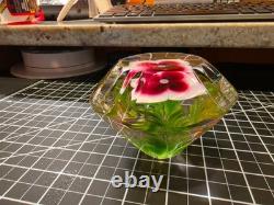 Youghiogheny Triggs 2006 Signed Art Glass Floral Paperweight Faceted 31 Oz