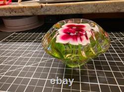 Youghiogheny Triggs 2006 Signed Art Glass Floral Paperweight Faceted 31 Oz