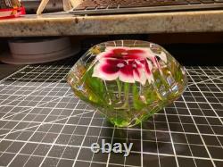 Youghiogheny Triggs 2006 Signed Art Glass Floral Paperweight Faceted 31 Oz