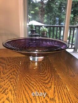 Young & Constantin Art Glass Signed Pink Swirl Large Centerpiece Bowl Numbered