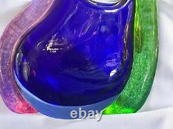 Young and Constantin Blue Green Pink Art Glass Submerso Vase In Mint Condition