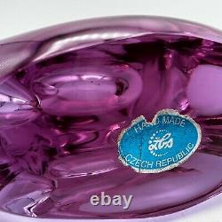 Zelezny Brod Sklo ZBS Neodymium Pink Color Art Glass Vase Czech Orig Label 8 T