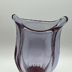 Zelezny Brod Sklo ZBS by Klinger Neodymium Pink Color Art Glass Vase 11 Czech