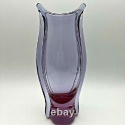 Zelezny Brod Sklo ZBS by Klinger Neodymium Pink Color Art Glass Vase 11 Czech