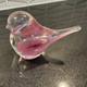 Zellique Studio Art Glass Bird Figurine Clear & Pink Iridescent 3 Tall 5 Long